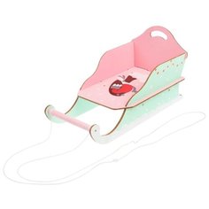 Игрушки санки для кукол деревянные (1305) разноцветный