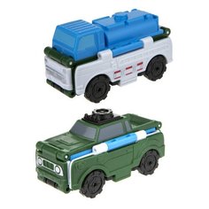 Машинка 1 TOY Transcar Double 2 в 1: Автоцистерна/Внедорожник (Т18285) 8 см синий/зеленый/белый