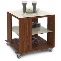 Столик журнальный Мебелик BeautyStyle 6, ДхШ: 45 х 45 см, темно-коричневый/белое стекло