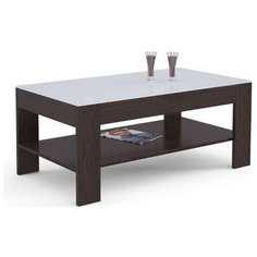 Столик журнальный Мебелик BeautyStyle 26, ДхШ: 110 х 60 см, венге/белое стекло