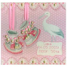 М.П.Студия Набор для вышивания Метрика-пинетки (девочка) 20 х 20 см (РК-315)
