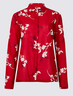 Рубашка женская из 100% хлопка с длинным рукавом, цветочный принт Classic
