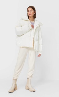 Stradivarius Пуховик Из Блестящей Ткани Женская Коллекция Белый Xl