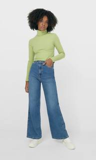 Stradivarius Футболка Из Ткани Soft Touch В Рубчик Женская Коллекция Аквамарин Xl