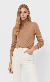Stradivarius Свитер С Высоким Воротником Женская Коллекция Бежевый M