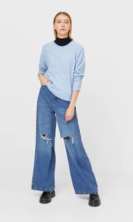 Stradivarius Футболка Из Мягкой Ткани Женская Коллекция Небесно-Голубой Xl