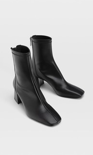 Stradivarius Ботильоны На Среднем Каблуке С Эластичным Голенищем Женская Коллекция Черный 38