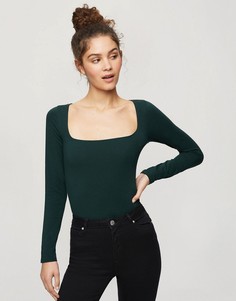 Зеленое боди с квадратным вырезом Miss Selfridge-Зеленый
