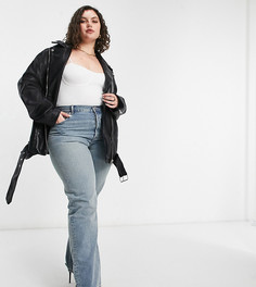 Байкерская удлиненная куртка свободного кроя из искусственной кожи ASOS DESIGN Curve-Черный цвет