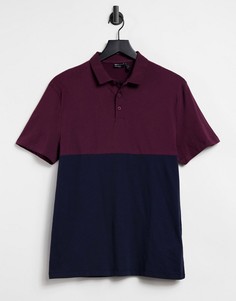 Темно-синяя футболка-поло из органического хлопка с контрастной кокеткой ASOS DESIGN-Темно-синий