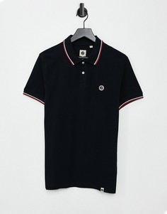 Черное поло из пике с окантовкой и логотипом Pretty Green-Черный цвет
