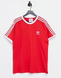 Красная футболка с 3 полосками adidas Originals adicolor-Красный
