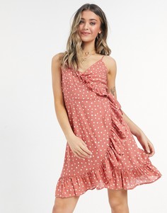 Пляжное платье рыжего цвета в горошек Figleaves Sorrento-Коричневый цвет
