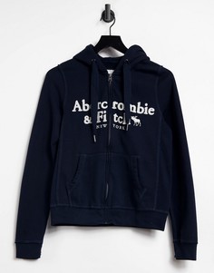 Худи темно-синего цвета на молнии Abercrombie & Fitch-Темно-синий