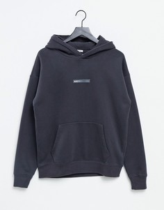 Черный худи с однотонным логотипом по центру Abercrombie & Fitch-Черный цвет