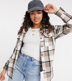 Oversized-рубашка в клетку кремовых оттенков In The Style Exclusive-Многоцветный