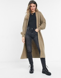 Светло-коричневый кардиган макси без застежки ASOS DESIGN-Светло-бежевый