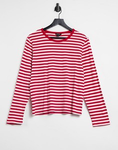 Красный лонгслив в полоску Monki