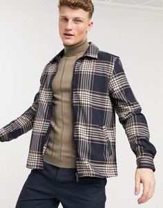 Темно-синяя рубашка навыпуск в клетку River Island-Темно-синий