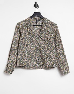 Рубашка с широким воротником и цветочным принтом Y.A.S-Многоцветный