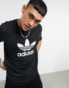 Черная футболка с крупным логотипом adidas Originals adicolor-Черный цвет