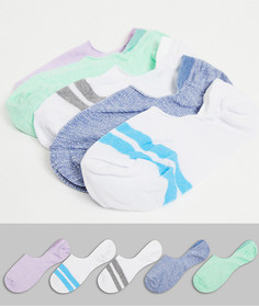 Набор из пяти пар невидимых носков из крученой пряжи ASOS DESIGN-Многоцветный
