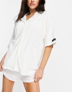 Белая пижамная рубашка из махровой ткани от комплекта Public Desire-Белый