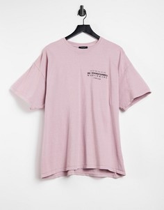 Розовая oversized-футболка с принтом на груди New Look-Розовый цвет