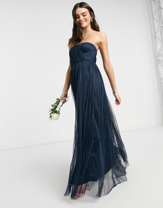 Темно-синее платье-бандо макси из тюля Anaya With Love Bridesmaid-Темно-синий