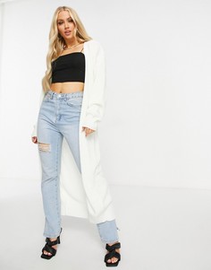 Удлиненный вязаный кардиган цвета экрю Fashionkilla-Кремовый