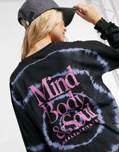Oversized-футболка с надписью «Mind, Body & Soul» и принтом тай-дай голубого цвета ASOS DESIGN-Голубой