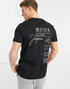 Черная футболка с принтом спереди и сзади Burton Menswear-Черный цвет