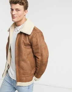 Светло-коричневая куртка с отделкой из искусственного меха Topman-Светло-коричневый