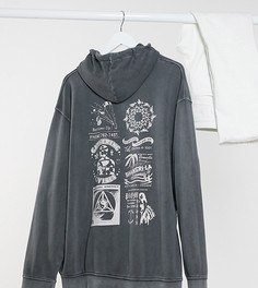Худи в стиле oversized серого цвета с логотипом из страз New Girl Order Curve-Серый