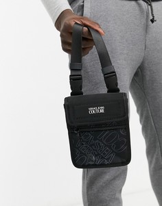 Черная сумка для авиапутешествий с фиолетовым принтом логотипа Versace Jeans Couture-Черный цвет