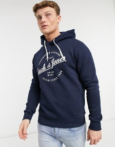 Темно-синий худи с круглым логотипом Jack & Jones