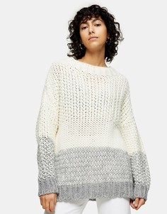 Бело-серый джемпер с контрастными вставками Topshop-Многоцветный