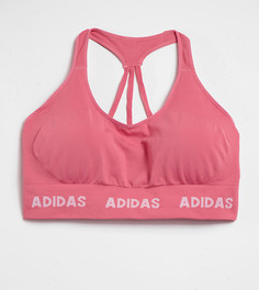 Розовый бесшовный бюстгальтер adidas Training plus Aeroknit-Розовый цвет