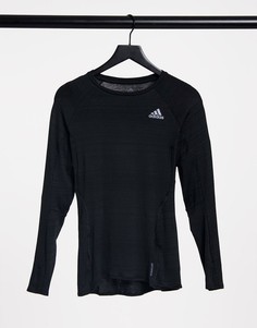 Черный лонгслив adidas Running