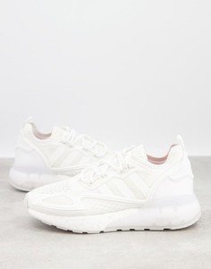 Белые кроссовки с тремя полосками adidas Originals ZX 2K Boost-Белый
