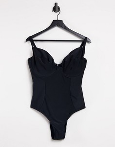 Черный слитный купальник с чашечками на косточках Ivory Rose Fuller Bust-Черный цвет