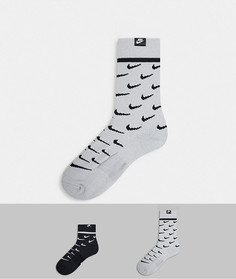 Набор из двух пар носков черного и серого цвета с логотипом Nike-Черный цвет