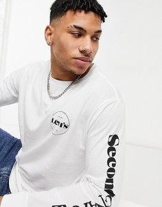 Белый свободный лонгслив с логотипом на груди и рукавах Levis Modern Vintage Levis®