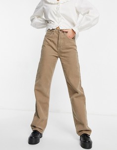 Бежевые вельветовые джинсы прямого кроя Topshop-Бежевый