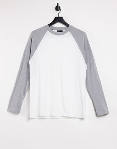 Бело-серый лонгслив с рукавами реглан и круглым вырезом ASOS DESIGN-Многоцветный