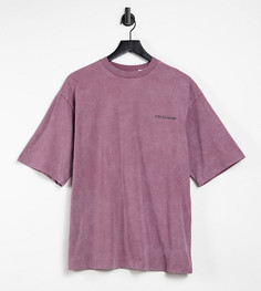 Фиолетовая футболка в стиле oversized с эффектом кислотной стирки от комплекта COLLUSION Unisex-Сиреневый