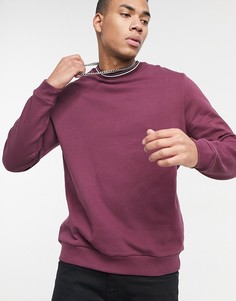 Бордовый свитшот с контрастной отделкой ASOS DESIGN-Красный