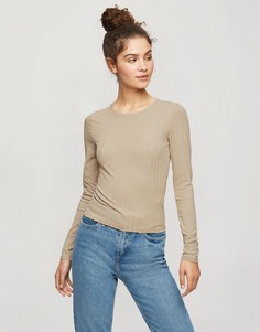 Лонгслив в рубчик цвета мокка Miss Selfridge-Коричневый