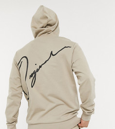 Бежевый oversized-худи с текстовым принтом на спине Jack & Jones Originals – эксклюзивно для ASOS