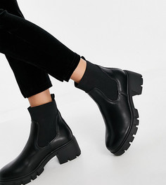 Черные ботинки челси для широкой стопы на массивной подошве ASOS DESIGN Robbie-Черный цвет